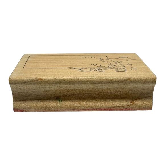 Great Impressions Christmas Holiday Angel Stars To From Label Wood Rubber Stamp - Picture 4 of 6